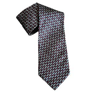 Paulo Vasari Gray/Burgundy Abstract Design 100%‎ Silk Neck Tie Made In Italy